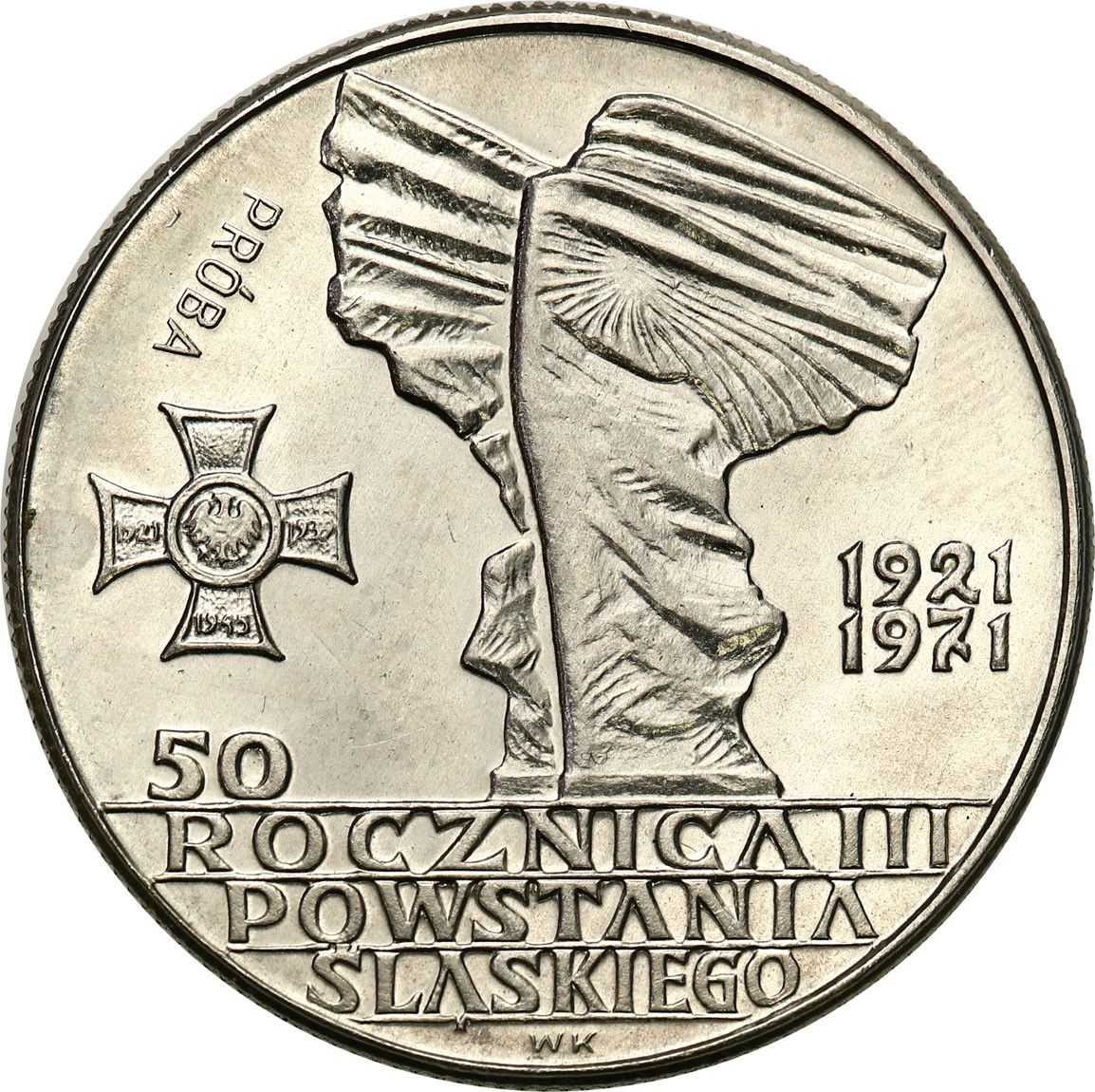 PRL. PRÓBA Nikiel 10 złotych 1971 - 50 rocznica Powstania Śląskiego